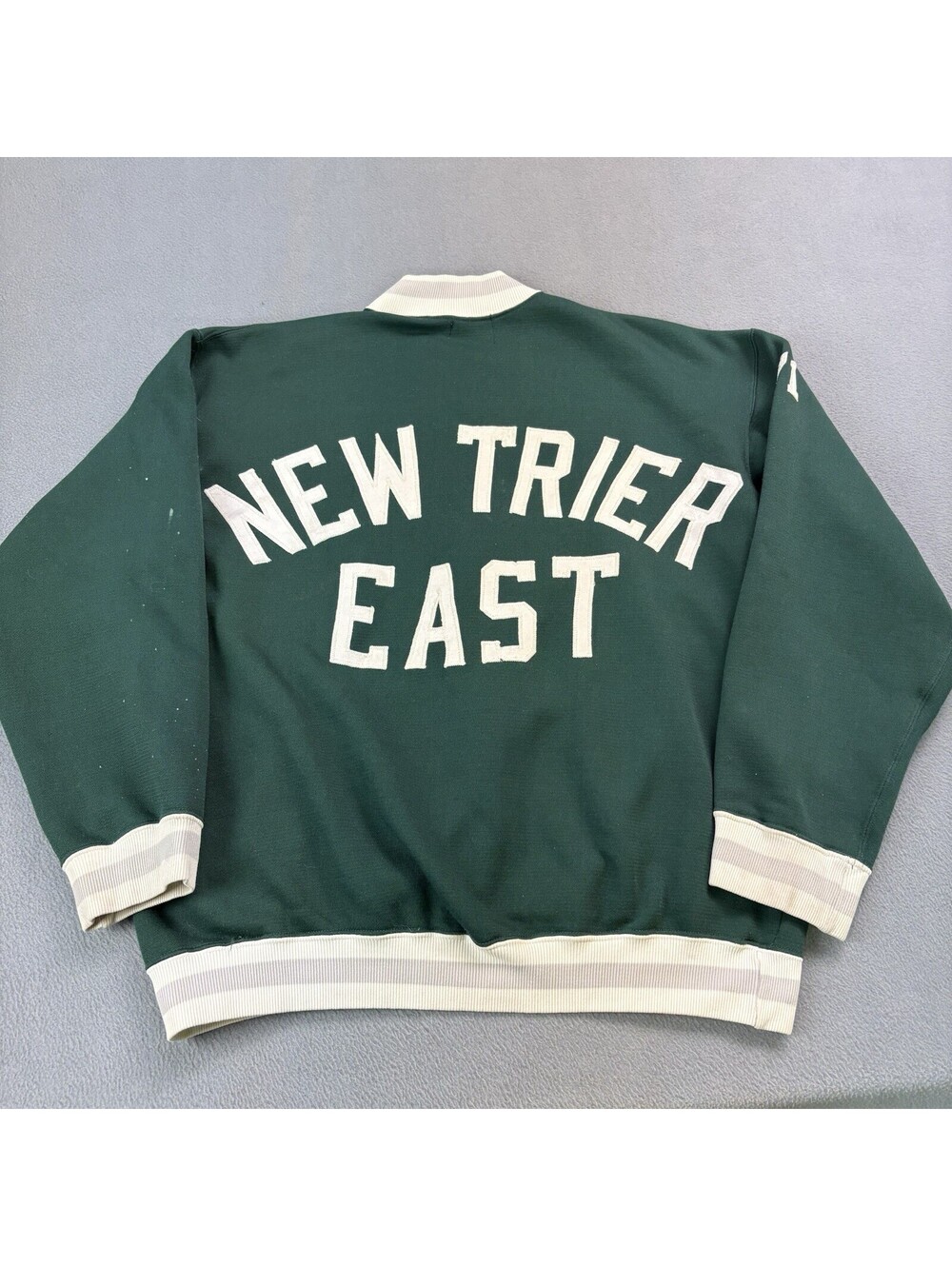 Vintage 60s 70s New Trier East Half Zip Sweatshirt Size XL (Fits Smaller) Green